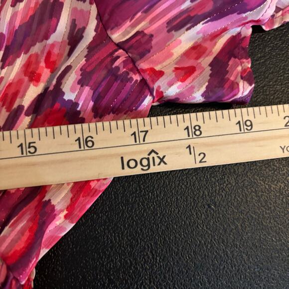 Zara Women's Dress Large Flounce Hem Elastic Waist Metallic Thread Printed Mini - Picture 4 of 9